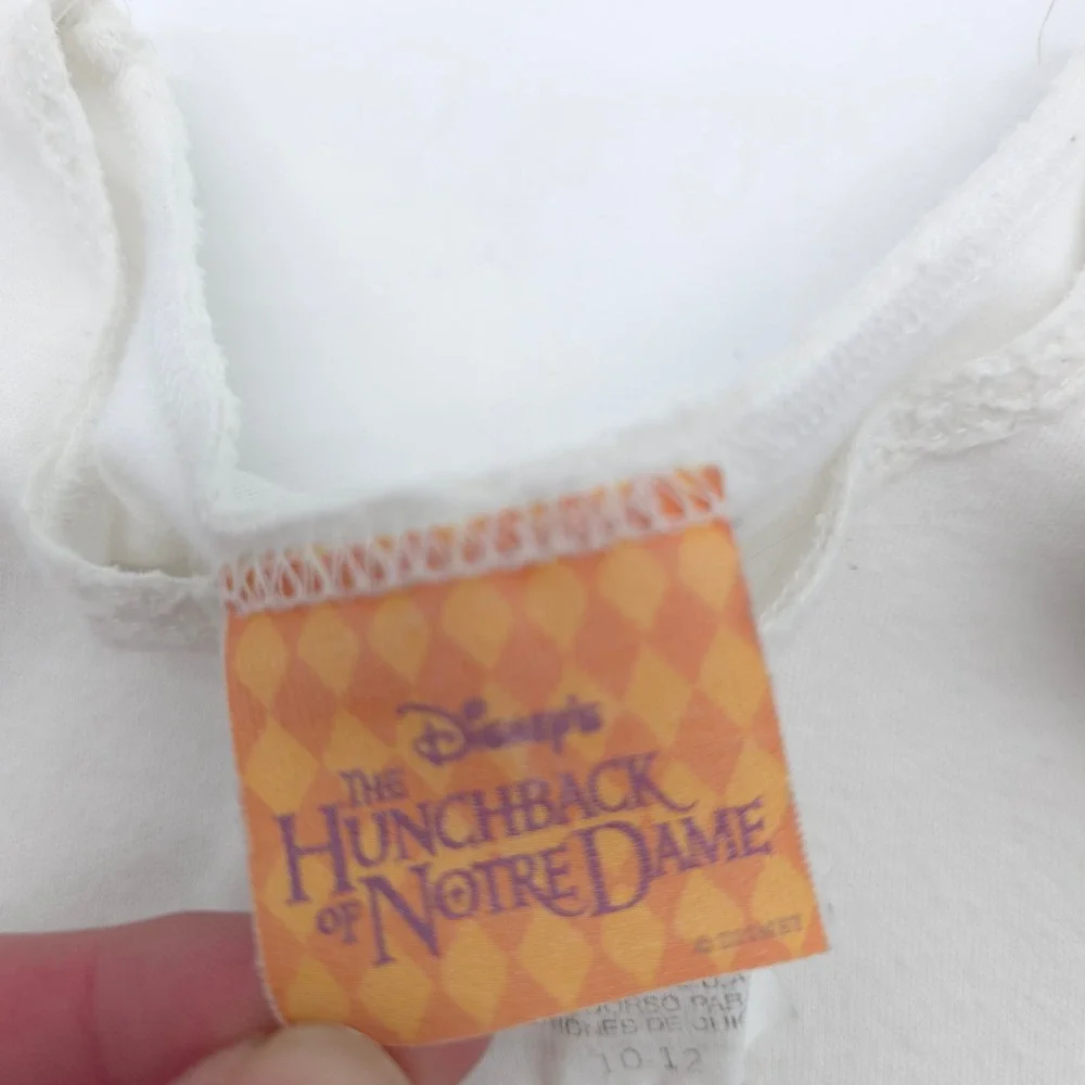Disney Hunchback of Notre Dame Esmeralda Raglan Shirt Kids White Vintage 10-12